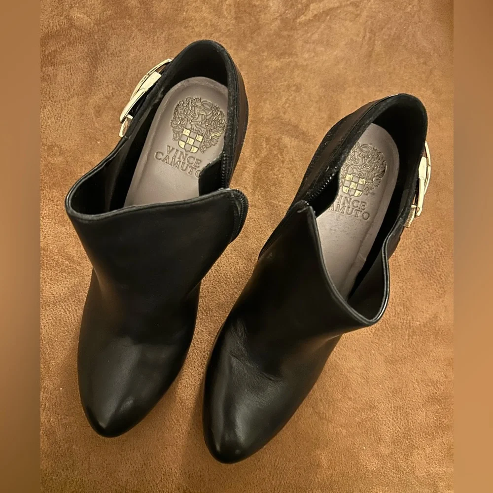Vince Camuto Black Suede and Leather Booties - Picture 1 of 9